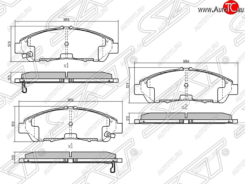 1 559 р. Передние тормозные колодки SAT  Acura MDX  YD2 (2006-2013) дорестайлинг, рестайлинг  с доставкой в г. Санкт‑Петербург