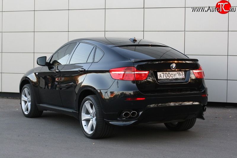 4 749 р. Накладки Global-Tuning на задний бампер автомобиля  BMW X6  E71 (2008-2014) дорестайлинг, рестайлинг (Неокрашенные)  с доставкой в г. Санкт‑Петербург