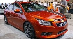 3 799 р. Накладка Z-Line на передний бампер Chevrolet Cruze J300 седан дорестайлинг (2009-2012) (Неокрашенная)  с доставкой в г. Санкт‑Петербург. Увеличить фотографию 1