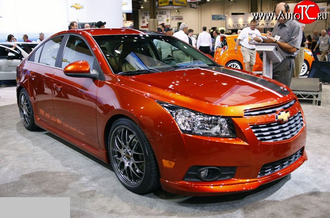 3 799 р. Накладка Z-Line на передний бампер  Chevrolet Cruze ( J300,  J305) (2009-2015) седан дорестайлинг, хэтчбек дорестайлинг, седан рестайлинг, хэтчбек рестайлинг (Неокрашенная)  с доставкой в г. Санкт‑Петербург