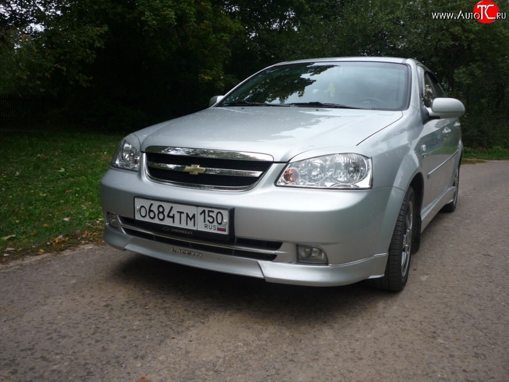 3 499 р. Накладка CTS на передний бампер автомобиля Chevrolet Lacetti седан (2002-2013) (Неокрашенная)  с доставкой в г. Санкт‑Петербург