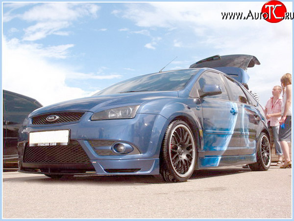 4 999 р. Накладка переднего стайлингового (кабри) бампера Sport  Ford Focus  2 (2004-2008)  седан дорестайлинг, хэтчбэк 3 дв. дорестайлинг, хэтчбэк 5 дв. дорестайлинг (Неокрашенная)  с доставкой в г. Санкт‑Петербург