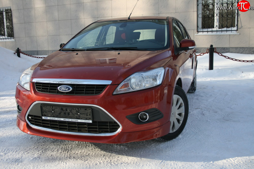 3 779 р. Накладка переднего бампера AutoTC Ford Focus 2 седан рестайлинг (2007-2011) (Неокрашенная)  с доставкой в г. Санкт‑Петербург