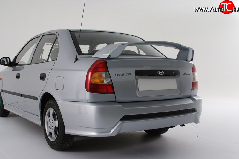 5 099 р. Задний бампер Классик Hyundai Accent седан ТагАЗ (2001-2012) (Неокрашенный)  с доставкой в г. Санкт‑Петербург