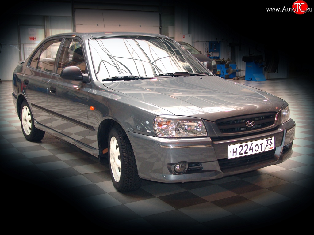 459 р. Реснички E-Sport  Hyundai Accent  седан ТагАЗ (2001-2012) (Неокрашенные)  с доставкой в г. Санкт‑Петербург