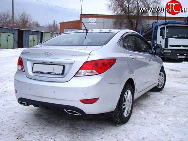 3 369 р. Диффузор заднего бампера Sport var №1  Hyundai Solaris  RBr (2010-2014) седан дорестайлинг (Неокрашенный (глянец под окраску))  с доставкой в г. Санкт‑Петербург