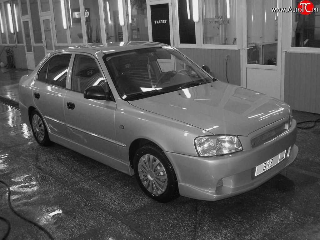 5 699 р. Передний бампер Classic Style  Hyundai Accent  седан ТагАЗ (2001-2012) (Неокрашенный)  с доставкой в г. Санкт‑Петербург