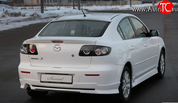 6 949 р. Накладка заднего бампера Sunset Mazda 3/Axela BK дорестайлинг седан (2003-2006) (Неокрашенная)  с доставкой в г. Санкт‑Петербург