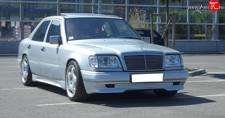 4 299 р. Накладка переднего бампера GT Dynamics Mercedes-Benz E-Class W124 седан дорестайлинг (1984-1993) (Неокрашенная)  с доставкой в г. Санкт‑Петербург