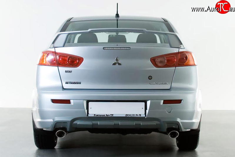 3 599 р. Накладка заднего бампера Elegance Mitsubishi Lancer 10 седан дорестайлинг (2007-2010) (Неокрашенная)  с доставкой в г. Санкт‑Петербург