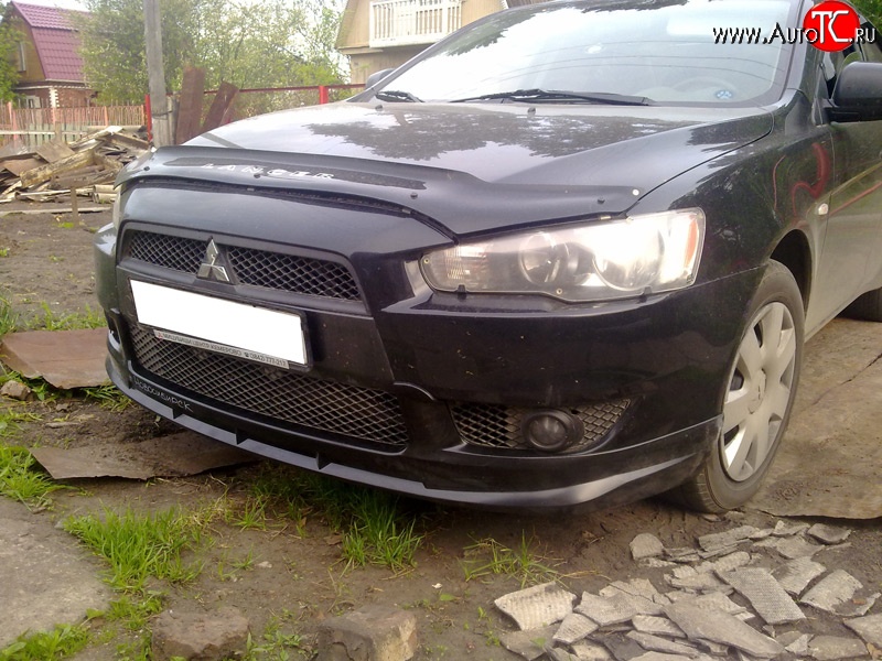 3 599 р. Накладка переднего бампера Elegance Mitsubishi Lancer 10 седан дорестайлинг (2007-2010) (Неокрашенная)  с доставкой в г. Санкт‑Петербург