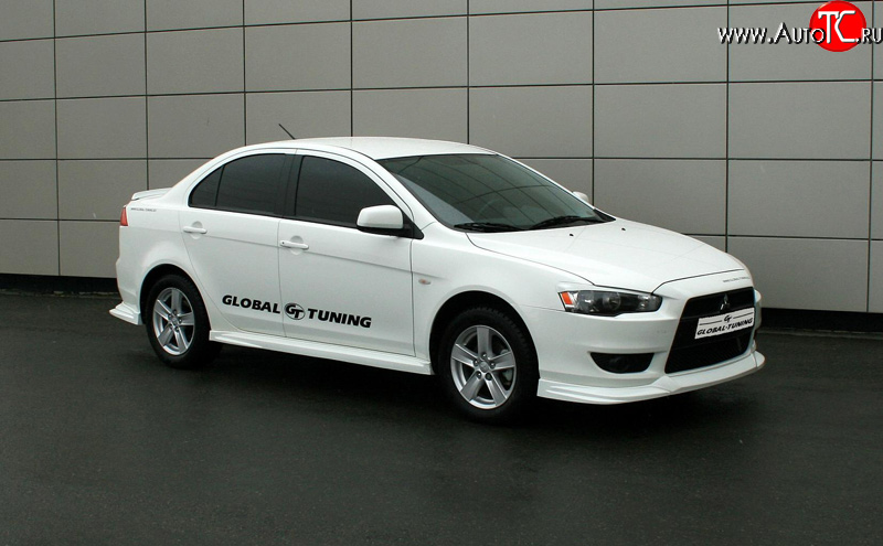 4 749 р. Пороги накладки Global-Tuning  Mitsubishi Lancer  10 (2007-2017) седан дорестайлинг, хэтчбэк дорестайлинг, седан рестайлинг, хэтчбек 5 дв рестайлинг (Неокрашенные)  с доставкой в г. Санкт‑Петербург