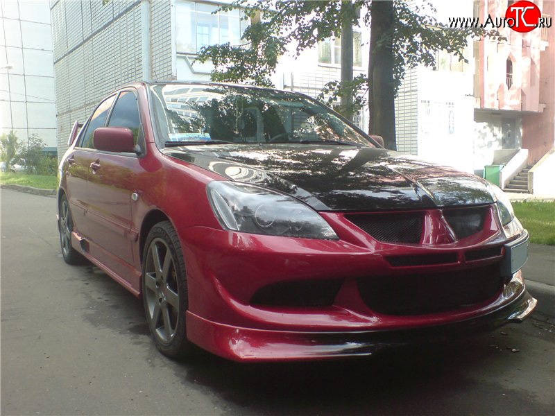 6 399 р. Накладка переднего бампера Evo Mitsubishi Lancer 9 1-ый рестайлинг седан (2003-2005) (Неокрашенная)  с доставкой в г. Санкт‑Петербург