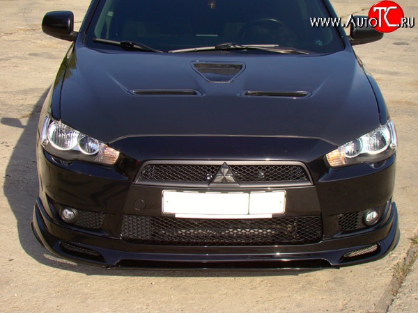 31 799 р. Пластиковый капот Evo  Mitsubishi Lancer  10 (2007-2017) седан дорестайлинг, хэтчбэк дорестайлинг, седан рестайлинг, хэтчбек 5 дв рестайлинг (Неокрашенный)  с доставкой в г. Санкт‑Петербург