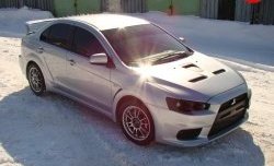 31 799 р. Пластиковый капот Evo  Mitsubishi Lancer  10 (2007-2017) седан дорестайлинг, хэтчбэк дорестайлинг, седан рестайлинг, хэтчбек 5 дв рестайлинг (Неокрашенный)  с доставкой в г. Санкт‑Петербург. Увеличить фотографию 3