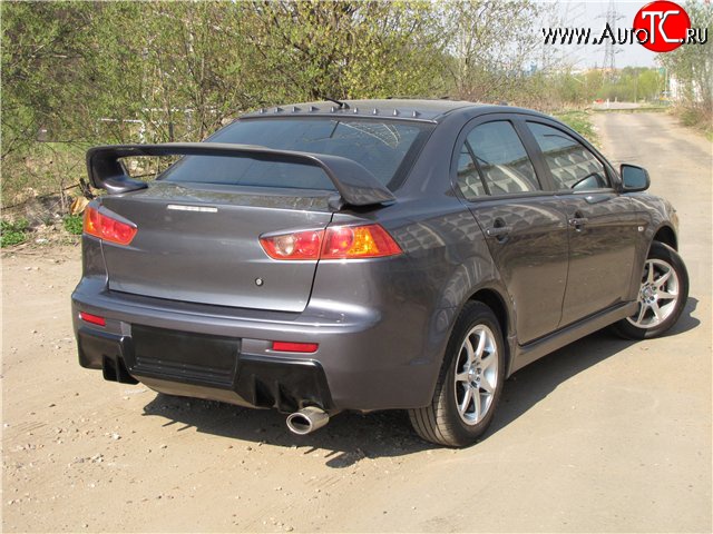 5 399 р. Накладка Evo на задний бампер Mitsubishi Lancer 10 седан дорестайлинг (2007-2010) (Неокрашенная)  с доставкой в г. Санкт‑Петербург