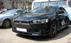 899 р. Вставка переднего бампера (зубатка) Evo Mitsubishi Lancer 10 седан дорестайлинг (2007-2010) (Неокрашенная)  с доставкой в г. Санкт‑Петербург. Увеличить фотографию 2