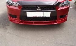 899 р. Вставка переднего бампера (зубатка) Evo Mitsubishi Lancer 10 седан дорестайлинг (2007-2010) (Неокрашенная)  с доставкой в г. Санкт‑Петербург. Увеличить фотографию 1