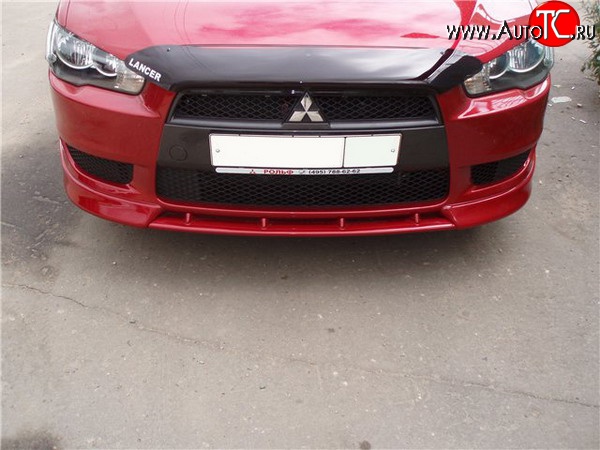 899 р. Вставка переднего бампера (зубатка) Evo Mitsubishi Lancer 10 CY седан дорестайлинг (2007-2010) (Неокрашенная)  с доставкой в г. Санкт‑Петербург