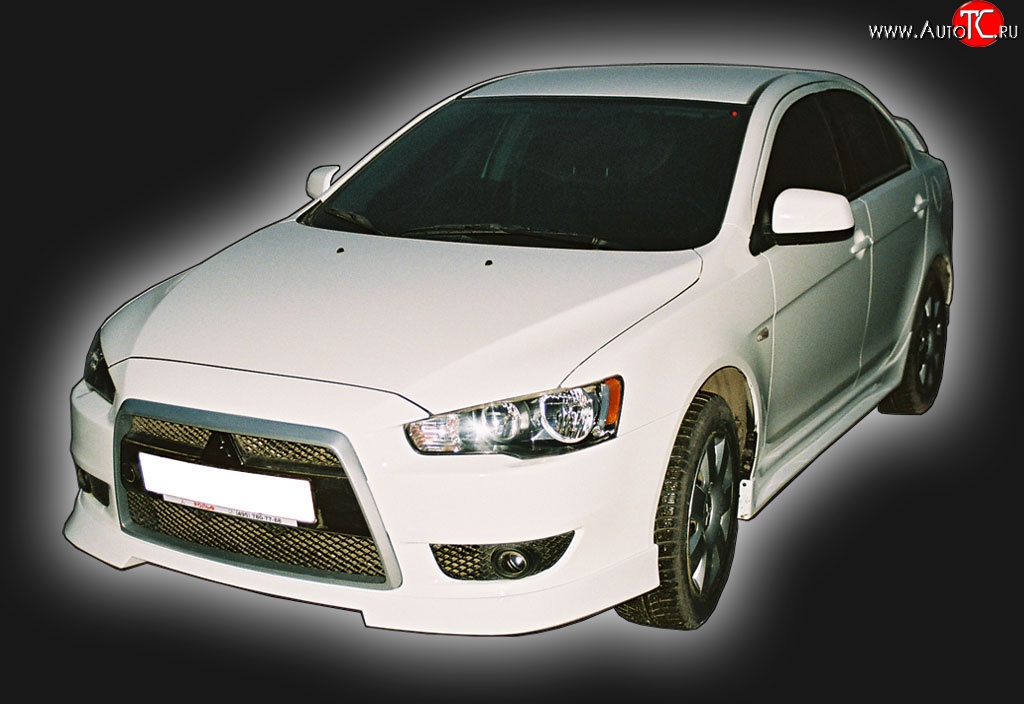 4 249 р. Накладка переднего бампера GT Dynamics Mitsubishi Lancer 10 седан дорестайлинг (2007-2010) (Неокрашенная)  с доставкой в г. Санкт‑Петербург