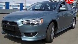 3 099 р. Клыки Evo на передний бампер автомобиля Mitsubishi Lancer 10 седан дорестайлинг (2007-2010) (Неокрашенные)  с доставкой в г. Санкт‑Петербург. Увеличить фотографию 1