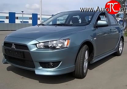 2 699 р. Клыки Evo на передний бампер автомобиля  Mitsubishi Lancer  10 (2007-2017) (Неокрашенные)  с доставкой в г. Санкт‑Петербург