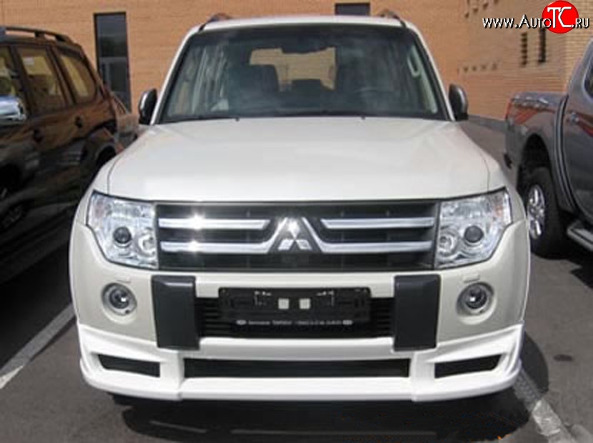 10 599 р. Накладка переднего бампера Sport Mitsubishi Pajero 4 V90 дорестайлинг (2006-2011) (Неокрашенная)  с доставкой в г. Санкт‑Петербург