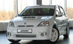 11 999 р. Передний бампер Power DM Renault Logan 1 дорестайлинг (2004-2010) (Без сетки, Неокрашенный)  с доставкой в г. Санкт‑Петербург. Увеличить фотографию 1