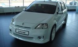 11 999 р. Передний бампер Power DM Renault Logan 1 дорестайлинг (2004-2010) (Без сетки, Неокрашенный)  с доставкой в г. Санкт‑Петербург. Увеличить фотографию 2