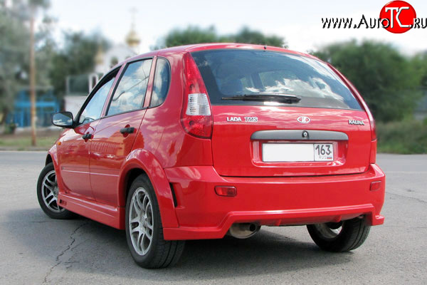 8 929 р. Задний бампер TMS-GTI Лада Калина Спорт 1119 хэтчбэк (2008-2014) (Неокрашенный)  с доставкой в г. Санкт‑Петербург