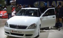 3 699 р. Накладка переднего бампера Lada Priora Sport  Лада Приора ( 2170,  2171,  2172,  21728) (2007-2018) седан дорестайлинг, универсал дорестайлинг , хэтчбек дорестайлинг, купе дорестайлинг, купе рестайлинг, седан рестайлинг, универсал рестайлинг, хэтчбек рестайлин (Неокрашенная)  с доставкой в г. Санкт‑Петербург. Увеличить фотографию 3