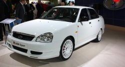 3 699 р. Накладка переднего бампера Lada Priora Sport Лада Приора 2170 седан дорестайлинг (2007-2014) (Неокрашенная)  с доставкой в г. Санкт‑Петербург. Увеличить фотографию 2