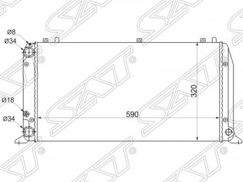 3 299 р. Радиатор двигателя SAT (1.6 / 1.8 / 2.0)  Audi 100  С4 - 80 ( B3,  B4)  с доставкой в г. Санкт‑Петербург. Увеличить фотографию 1