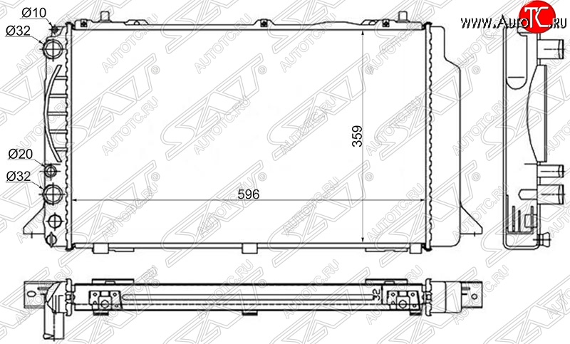 5 699 р. Радиатор двигателя SAT (пластинчатый) Audi 80 B3 седан (1986-1991)  с доставкой в г. Санкт‑Петербург
