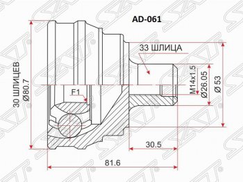 1 329 р. ШРУС SAT (наружный, 30х33х53 мм) Audi 80 B3 седан (1986-1991)  с доставкой в г. Санкт‑Петербург. Увеличить фотографию 1