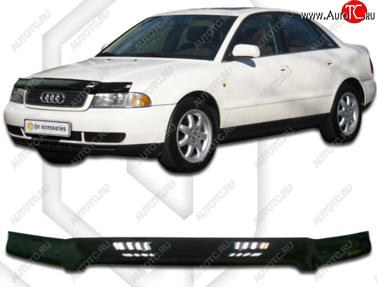 1 759 р. Дефлектор капота CA-Plastiс Audi A4 B5 8D2 седан 1-ый рестайлинг (1996-1998) (Classic черный, Без надписи)  с доставкой в г. Санкт‑Петербург