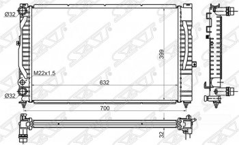 Радиатор двигателя SAT (трубчатый) Audi A4 (B5 8D2 седан,  B5 8D5 универсал), A6 (C5), Skoda Superb седан, Volkswagen Superb (седан)