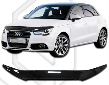 1 749 р. Дефлектор капота CA-Plastic  Audi A1 ( 8X1 хэтчбэк 3 дв.,  8XA хэтчбэк 5 дв.) (2010-2018) дорестайлинг, дорестайлинг, рестайлинг, рестайлинг (Classic черный, Без надписи)  с доставкой в г. Санкт‑Петербург. Увеличить фотографию 1