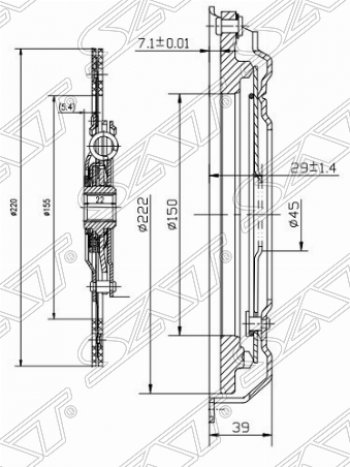 Комплект сцепления SAT (1.6 / 2.0) Audi A3 8PA хэтчбэк 5 дв. дорестайлинг (2003-2005)