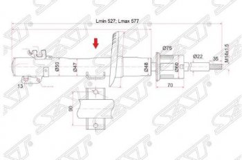 Амортизатор передний SAT (LH=RH) Volkswagen Polo 9N1 хэтчбэк 5 дв. дорестайлинг (2001-2005)