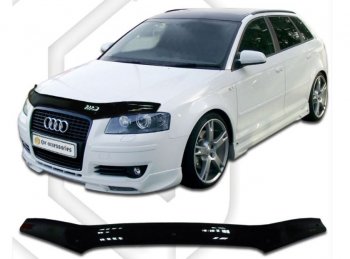 1 799 р. Дефлектор капота CA-Plastiс  Audi A3 ( 8P1 хэтчбэк 3 дв.,  8PA хэтчбэк 5 дв.) (2004-2008) 1-ый рестайлинг, 1-ый рестайлинг (Classic черный, Без надписи)  с доставкой в г. Санкт‑Петербург. Увеличить фотографию 1