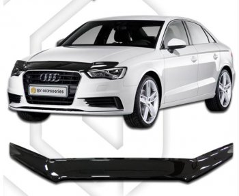 1 799 р. Дефлектор капота CA-Plastic  Audi A3 ( 8VS седан,  8VA хэтчбэк 5 дв.,  8V1) (2012-2016) дорестайлинг, дорестайлинг, хэтчбэк 3 дв. дорестайлинг (Classic черный, Без надписи)  с доставкой в г. Санкт‑Петербург. Увеличить фотографию 1