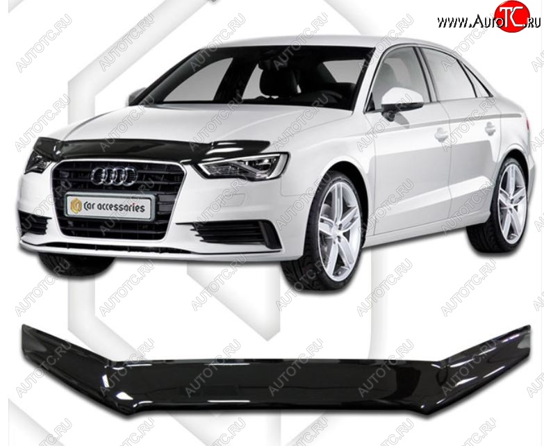 1 799 р. Дефлектор капота CA-Plastic  Audi A3 ( 8VS седан,  8VA хэтчбэк 5 дв.,  8V1) (2012-2016) дорестайлинг, дорестайлинг, хэтчбэк 3 дв. дорестайлинг (Classic черный, Без надписи)  с доставкой в г. Санкт‑Петербург