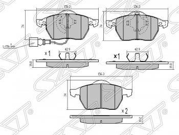 1 389 р. Передние тормозные колодки SAT  Audi A3 ( 8LA хэтчбэк 5 дв.,  8L1 хэтчбэк 3 дв.) - TT  8N  с доставкой в г. Санкт‑Петербург. Увеличить фотографию 1