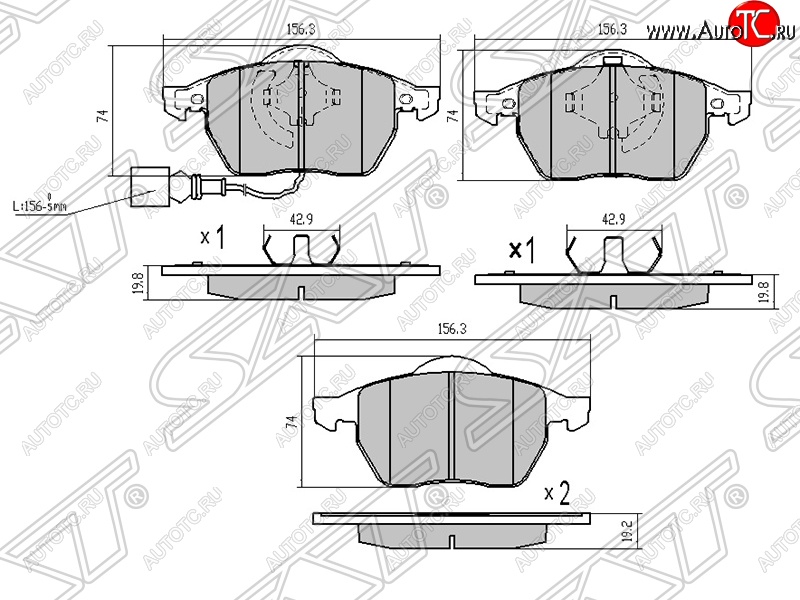 1 389 р. Передние тормозные колодки SAT  Audi A3 ( 8LA хэтчбэк 5 дв.,  8L1 хэтчбэк 3 дв.) - TT  8N  с доставкой в г. Санкт‑Петербург