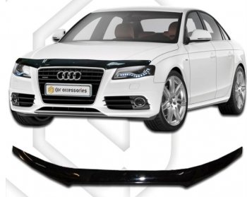 1 899 р. Дефлектор капота CA-Plastic  Audi A4  B8 (2007-2011) дорестайлинг, седан, дорестайлинг, универсал (Classic черный, Без надписи)  с доставкой в г. Санкт‑Петербург. Увеличить фотографию 1