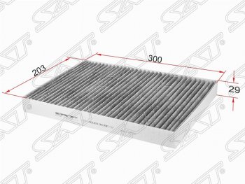 279 р. Фильтр салонный SAT (угольный, 203х300х29 mm)  Audi A4 ( B5 8D2 седан,  B5 8D5 универсал,  B6) (1994-2006) дорестайлинг, дорестайлинг, 1-ый рестайлинг, 1-ый рестайлинг, 2-ой рестайлинг, 2-ой рестайлинг, седан, универсал  с доставкой в г. Санкт‑Петербург. Увеличить фотографию 1