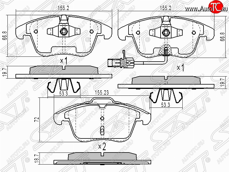 1 639 р. Колодки тормозные передние SAT  Audi A4  B7 - A6  C6  с доставкой в г. Санкт‑Петербург