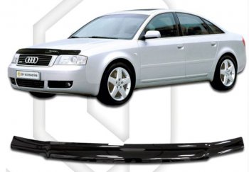 1 749 р. Дефлектор капота CA-Plastiс  Audi A6  C5 (1997-2004) дорестайлинг, седан, рестайлинг, седан (Classic черный, Без надписи)  с доставкой в г. Санкт‑Петербург. Увеличить фотографию 1