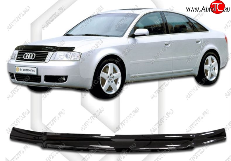 1 749 р. Дефлектор капота CA-Plastiс  Audi A6  C5 (1997-2004) дорестайлинг, седан, рестайлинг, седан (Classic черный, Без надписи)  с доставкой в г. Санкт‑Петербург